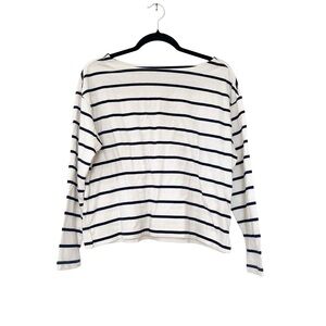 Old Navy White Navy Sea Salt Stripe Mariner Loose Long Sleeve T-Shirt